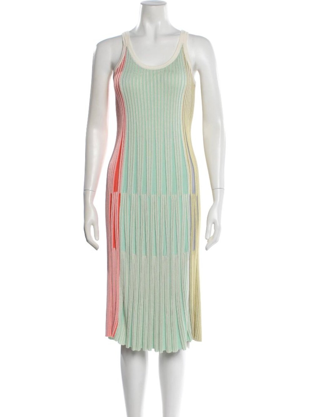 Kenzo Women's Multi-Color Pleated Geometric Ribbed Fitted Dress - Small